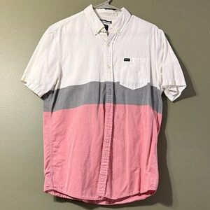 RVCA Men's Colorblock Shirt - White, Gray, and Pink